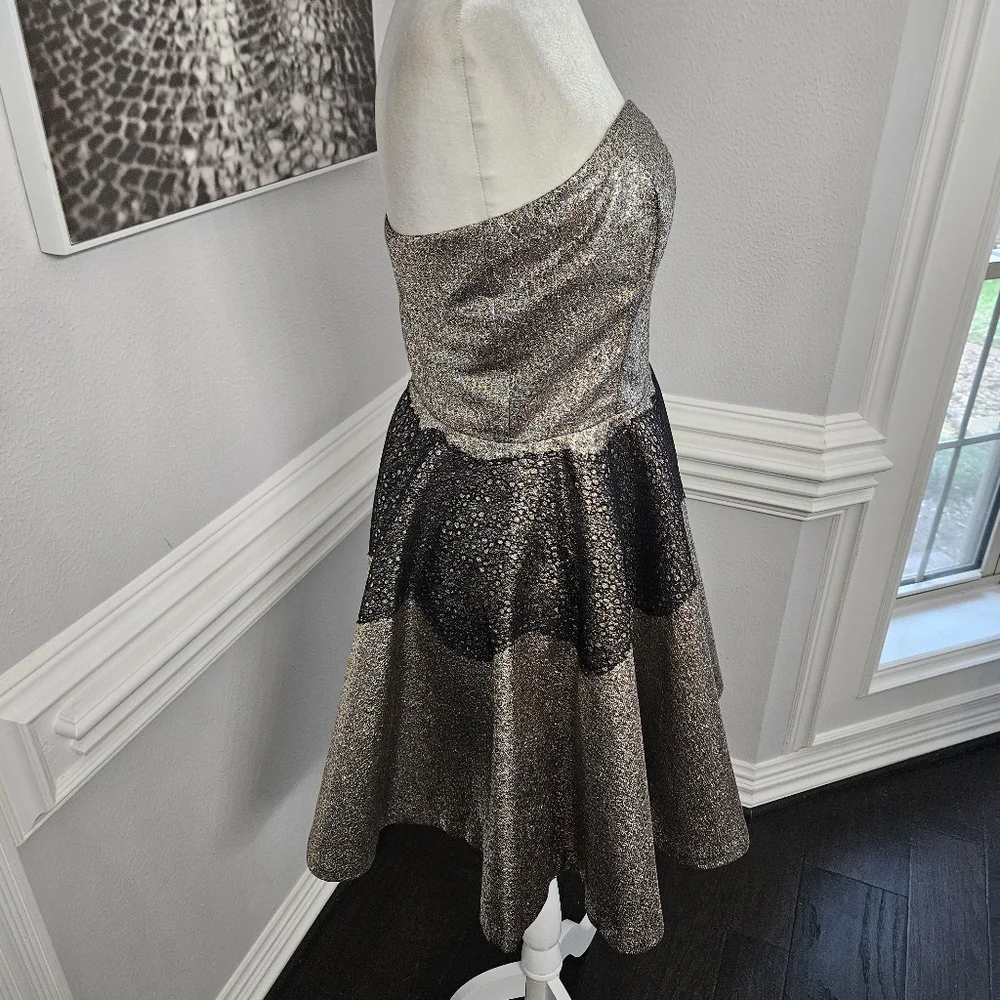 Anthropologie Sachin and Babi Foil Brocade Mini Dress size 8 black and gold - Picture 10 of 16